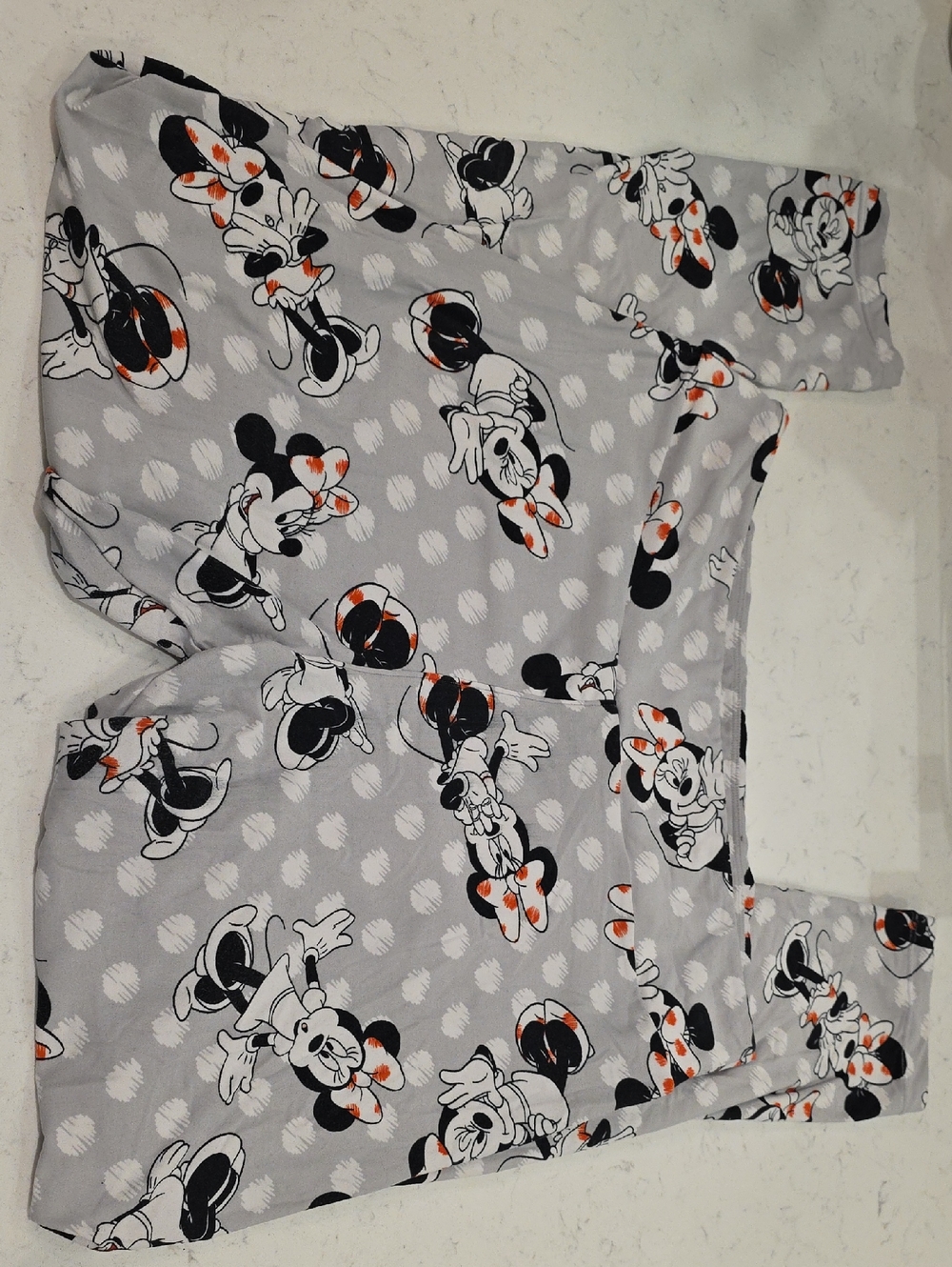 LuLaRoe Gray Minnie Mouse Leggings with Orange Accents